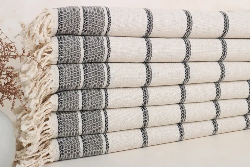 Türkisches Handtuch, khakigrün, gestreift, 50,8 x 101,6 cm, Leinen, Geschenkschale