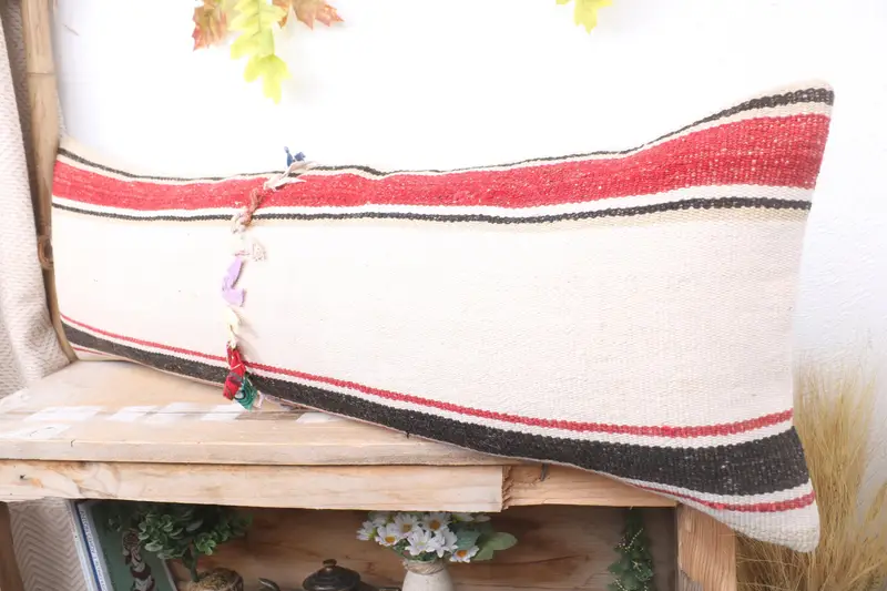 Interior Designer Pillow, One Of A Kind Pillow Cover, Turkish Kilim Pillow, Cushion Cover, 12x36 White Cushion Cover, Vintage Pillow - 4