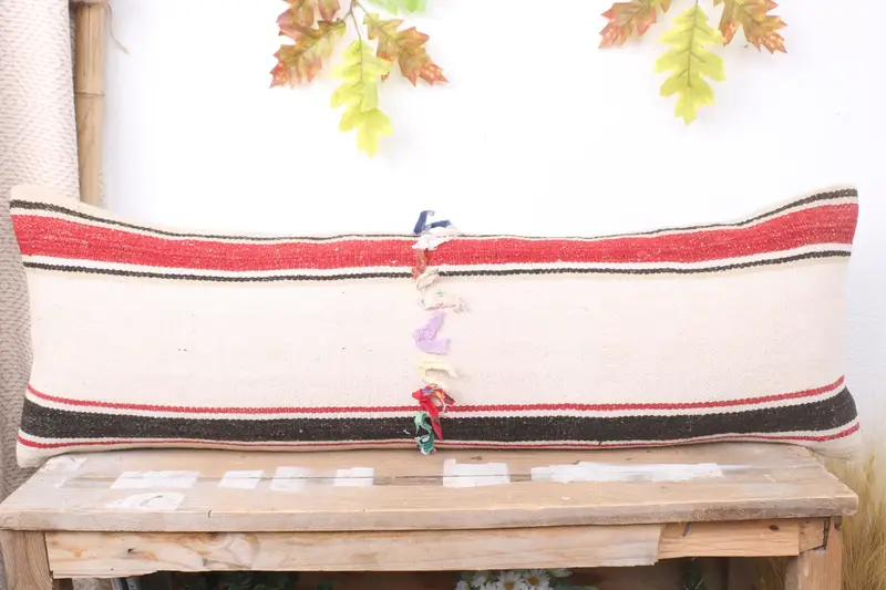 Interior Designer Pillow, One Of A Kind Pillow Cover, Turkish Kilim Pillow, Cushion Cover, 12x36 White Cushion Cover, Vintage Pillow - 2