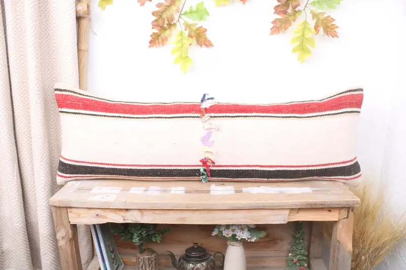Interior Designer Pillow, One Of A Kind Pillow Cover, Turkish Kilim Pillow, Cushion Cover, 12x36 White Cushion Cover, Vintage Pillow - 1