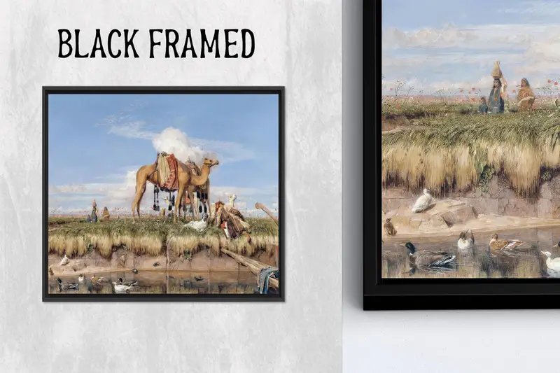 Lienzo elegante del Nilo: Impresión de escena de camello en el Alto Egipto