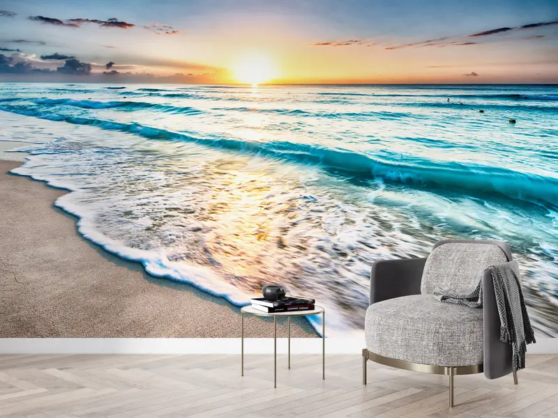 Baskılı Plaj Manzarası Duvar Kağıdı: Zarif Deniz Manzarası Dekoru