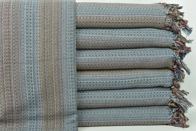 Turkish Blanket, Woven Throw Blanket, Valentine Day Gift For Her, Decorative Blanket, 90x88 Cotton Colorful Diamond Towel, Wedding Gift Ideas - 1