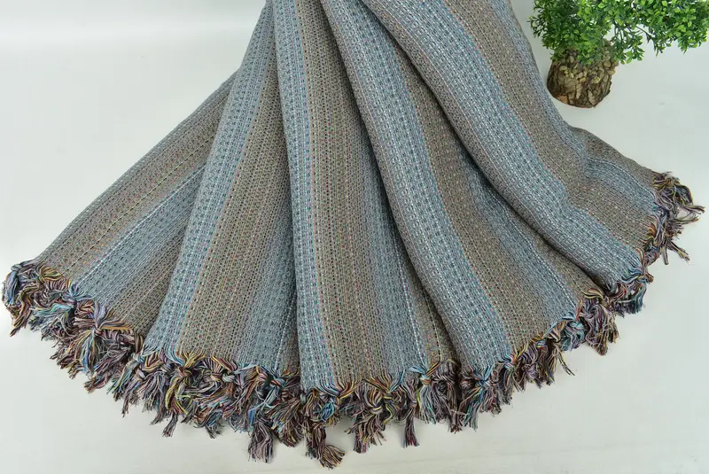 Turkish Blanket, Woven Throw Blanket, Valentine Day Gift For Her, Decorative Blanket, 90x88 Cotton Colorful Diamond Towel, Wedding Gift Ideas - 4