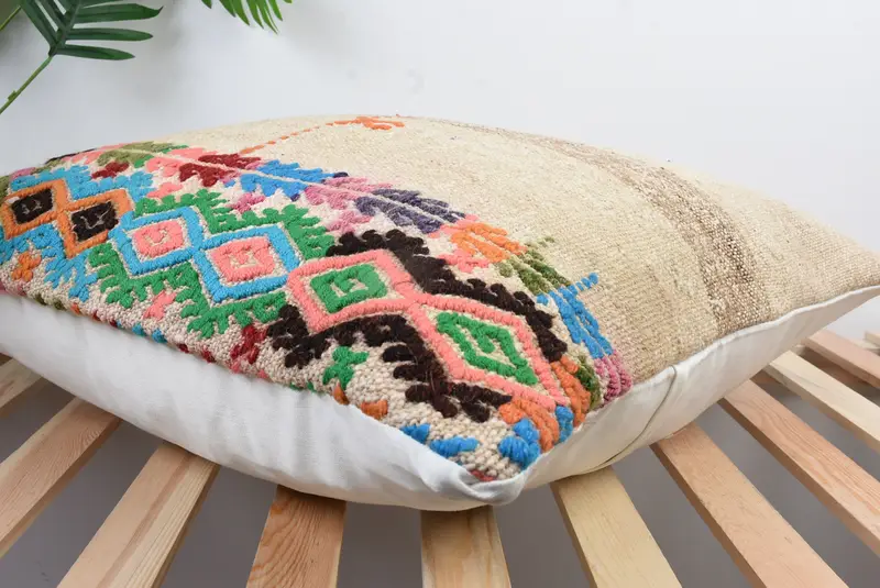 Knitted Pillow Cover, 24x24 Beige Cushion Cover, Home Decor Pillow, Neutral Cushion Case, Handmade Kilim Cushion, Vintage Pillow, Pillow Case - 6
