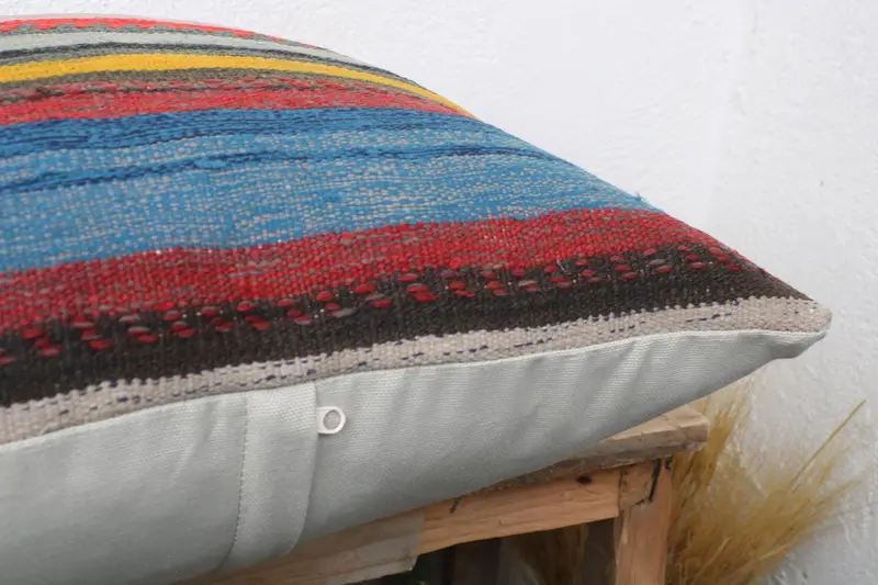Kilim Pillow, 20x20 Blue Cushion Cover, Pillow for Couch, Ethnical Kilim Rug Pillow, Outdoor Throw Pillow, Pillow, Turkish Corner Cushion Cover - 6