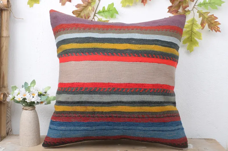 Kilim Pillow, 20x20 Blue Cushion Cover, Pillow for Couch, Ethnical Kilim Rug Pillow, Outdoor Throw Pillow, Pillow, Turkish Corner Cushion Cover - 2
