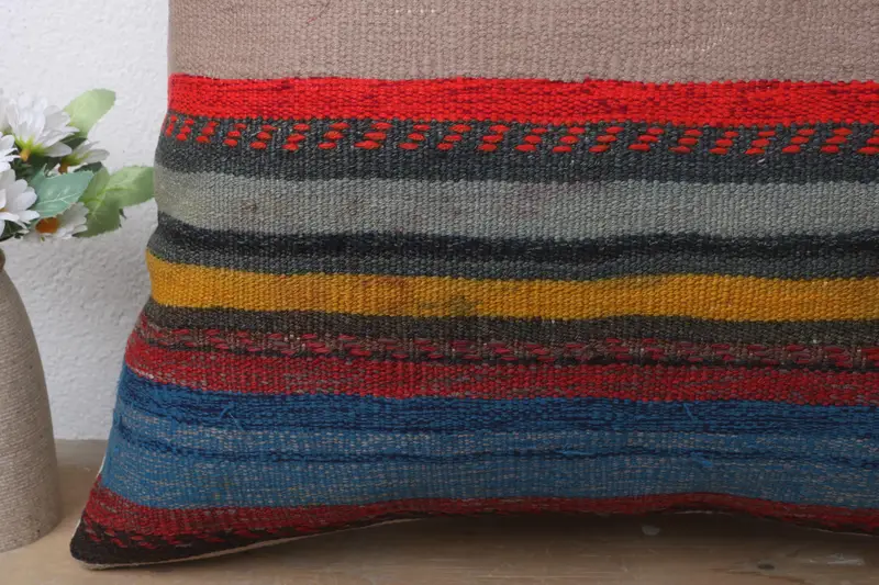 Kilim Pillow, 20x20 Blue Cushion Cover, Pillow for Couch, Ethnical Kilim Rug Pillow, Outdoor Throw Pillow, Pillow, Turkish Corner Cushion Cover - 3