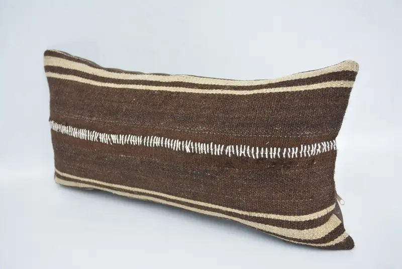 Kilim Pillow, Gift Pillow, Pillow Cover, Decorative Throw Cushion Case, Vintage Pillow Cover, 12x24 Brown Pillow Case, Boho Pillow Sham Cover - 4