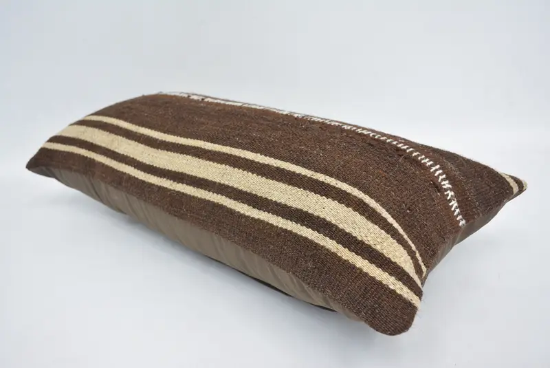 Kilim Pillow, Gift Pillow, Pillow Cover, Decorative Throw Cushion Case, Vintage Pillow Cover, 12x24 Brown Pillow Case, Boho Pillow Sham Cover - 6