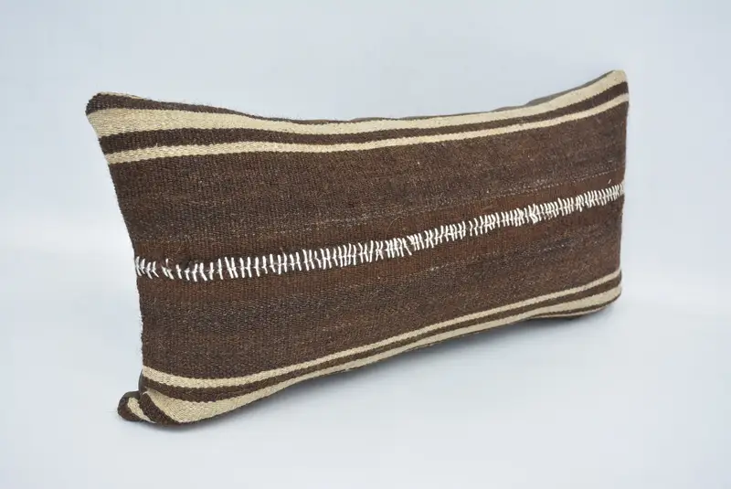 Kilim Pillow, Gift Pillow, Pillow Cover, Decorative Throw Cushion Case, Vintage Pillow Cover, 12x24 Brown Pillow Case, Boho Pillow Sham Cover - 3