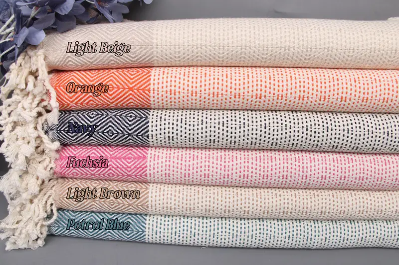 Diamond Towel Organic Cotton Beach Towel, Beige, 40x71 Inches