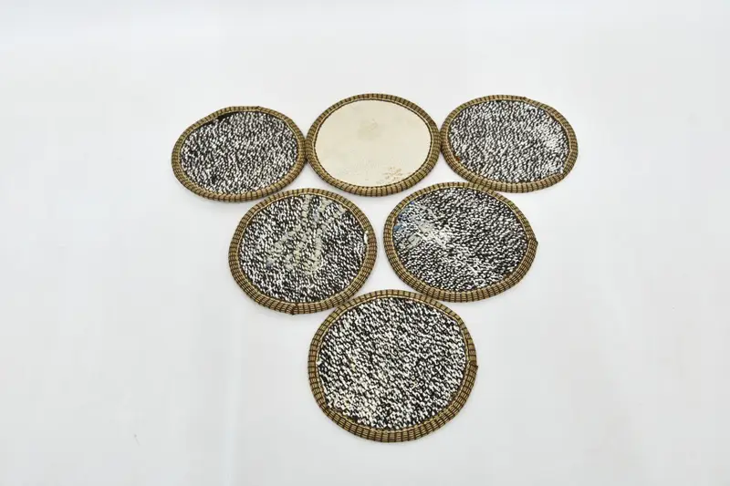 Posavasos redondos bohemios, posavasos orientales beige y grises