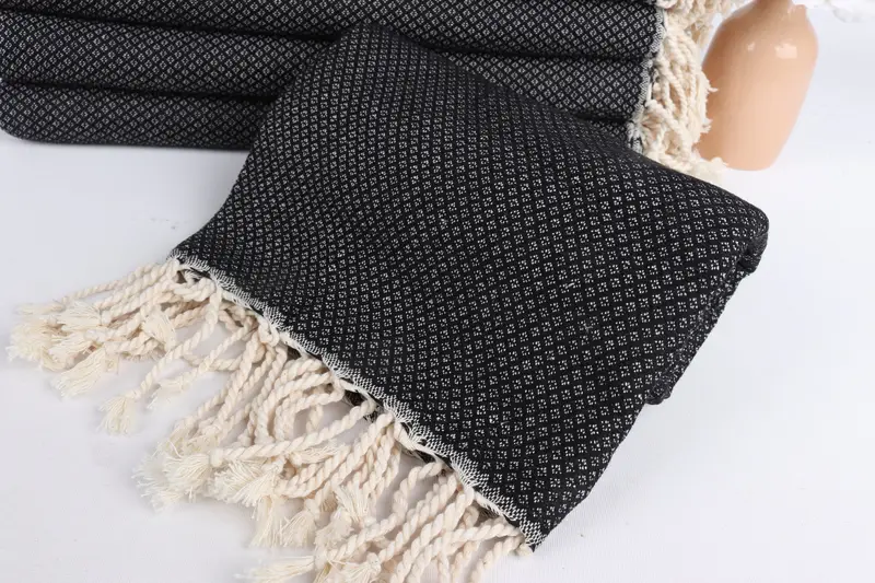 64x38 Cotton Geometric Towel, Bridal Shower Gift, Bachelor Gifts, Gift For Him, Luxury Turkish beach towel with fringe, Bridesmaid Favors, Spa Towel - 4