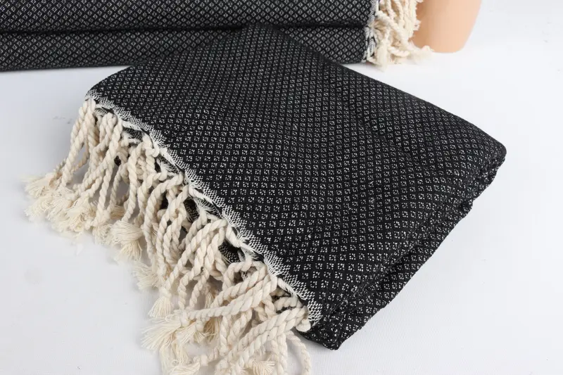 64x38 Cotton Geometric Towel, Bridal Shower Gift, Bachelor Gifts, Gift For Him, Luxury Turkish beach towel with fringe, Bridesmaid Favors, Spa Towel - 5