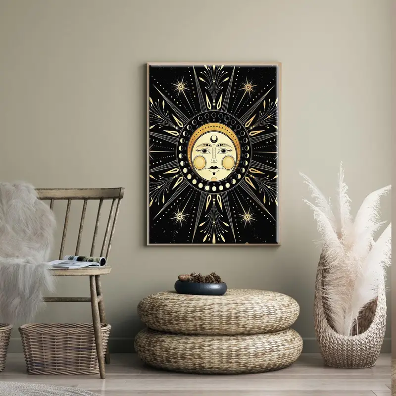 Burç Sanatı, Astrolojik Tuval, Mandala Duvar Sanatı, Zodyak Sanat Dekoru, Chiromancy Canvas, Soyut Sanat Dekoru, Duvar Sanatı Dekoru, Ev Dekoru - 3