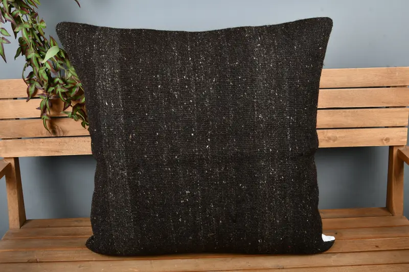 Kilim Pillow, 28x28 Black Cushion Case, Bolster Throw Cushion, Vintage Kilim Throw Pillow, Traditional Cushion, Gift Pillow, Pillow Case - 6