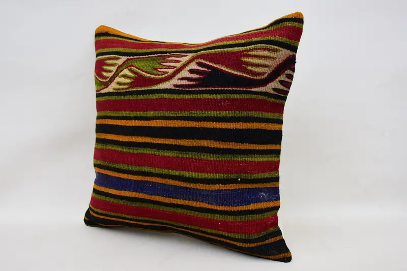 Outdoor Throw Pillow Sham, Kilim Pillow Cover, Pillow Case, Handmade Kilim Cushion, Home Decor Pillow, Retro Pillow Cover, 20x20 Red Pillow Case - 3