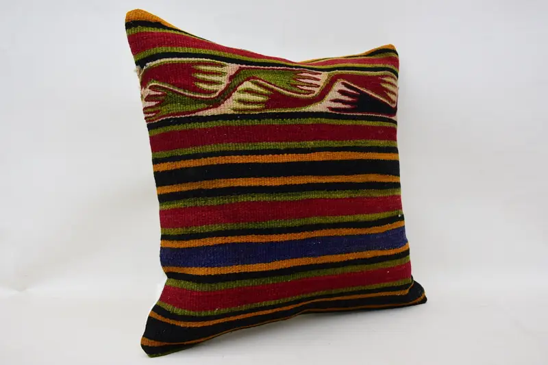 Outdoor Throw Pillow Sham, Kilim Pillow Cover, Pillow Case, Handmade Kilim Cushion, Home Decor Pillow, Retro Pillow Cover, 20x20 Red Pillow Case - 2