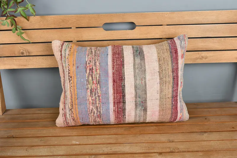 Vintage Kilim Pillow, 16x24 Beige Cushion Case, Tapestry Cushion Case, Car Pillow, Gift Pillow, Kilim Pillow Cover, Pillow, Sustainable Pillow Case - 6