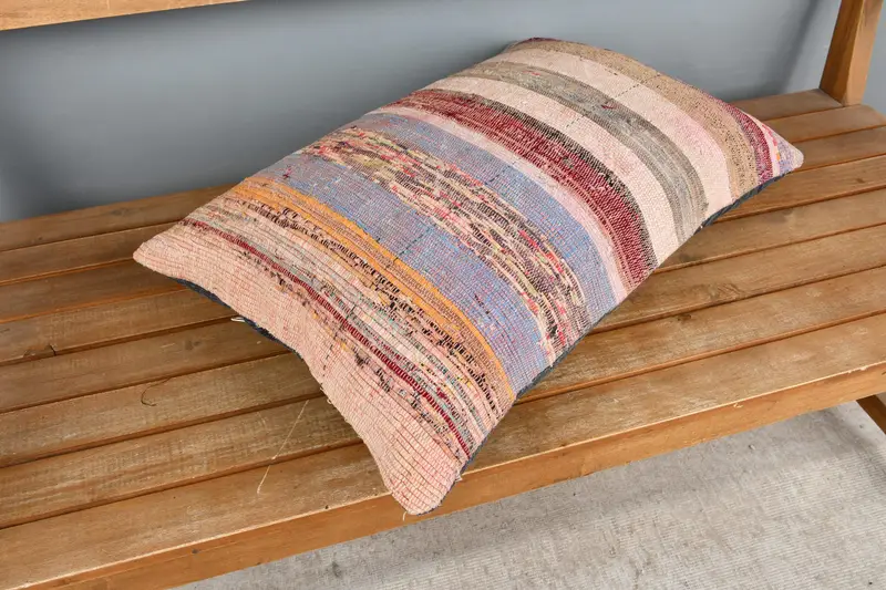 Vintage Kilim Pillow, 16x24 Beige Cushion Case, Tapestry Cushion Case, Car Pillow, Gift Pillow, Kilim Pillow Cover, Pillow, Sustainable Pillow Case - 2