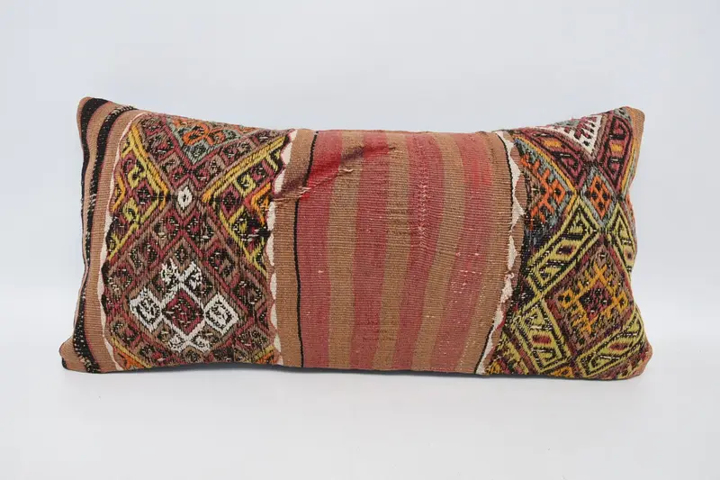 Vintage Striped Red Pillowcase, Rectangle Gift 12x24 inch Cushion Cover - 1