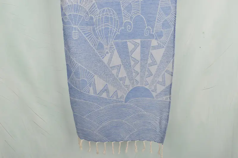 Dish Towel Monogrammed Blue Cotton Hand Towel, Striped, 36x18 Inches