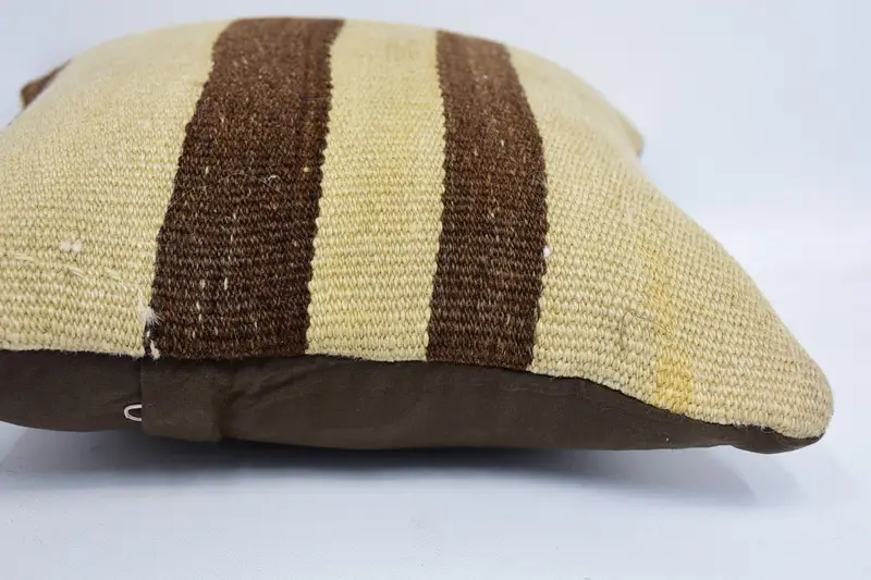 Handmade Kilim Cushion, Outdoor Patio Pillow Case, Vintage Kilim Throw Pillow, Antique Pillows, 12x12 Beige Cushion, Rustic Pillow Cover, Cushion - 5