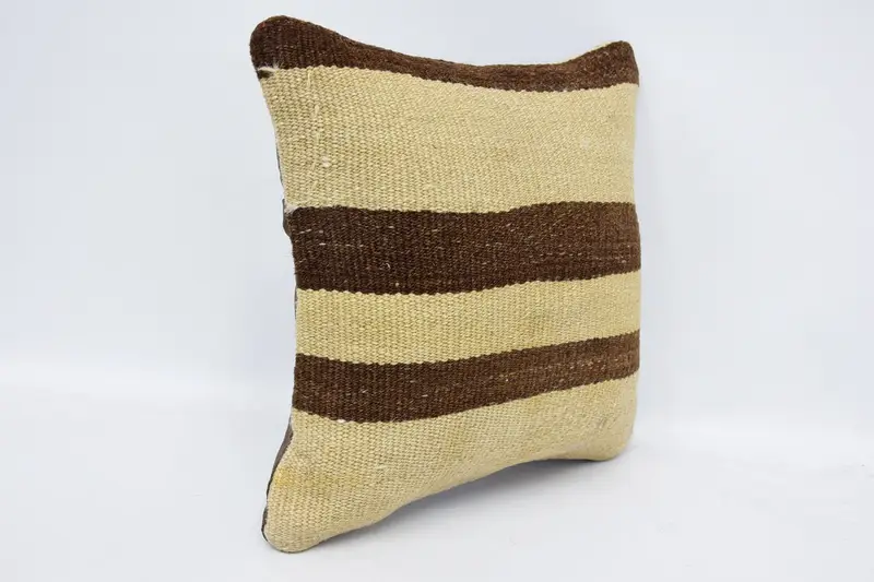 Handmade Kilim Cushion, Outdoor Patio Pillow Case, Vintage Kilim Throw Pillow, Antique Pillows, 12x12 Beige Cushion, Rustic Pillow Cover, Cushion - 3