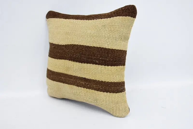 Handmade Kilim Cushion, Outdoor Patio Pillow Case, Vintage Kilim Throw Pillow, Antique Pillows, 12x12 Beige Cushion, Rustic Pillow Cover, Cushion - 4