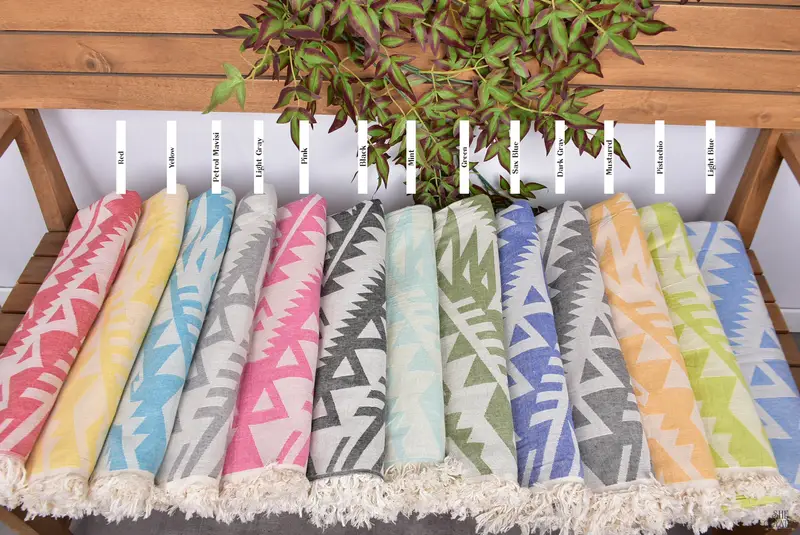 Large Turkish Towel, Best Friend Gift, Travel Towel, Gym Towel, Bathroom Towel, 76x40 Cotton Geometric Towel, Best Beach Towel, Summer Gift Ideas - 2