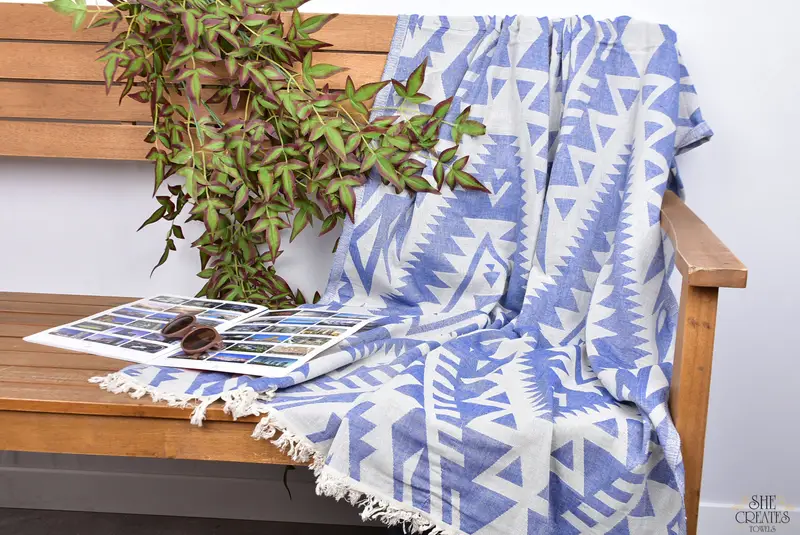 Large Turkish Towel, Best Friend Gift, Travel Towel, Gym Towel, Bathroom Towel, 76x40 Cotton Geometric Towel, Best Beach Towel, Summer Gift Ideas - 3