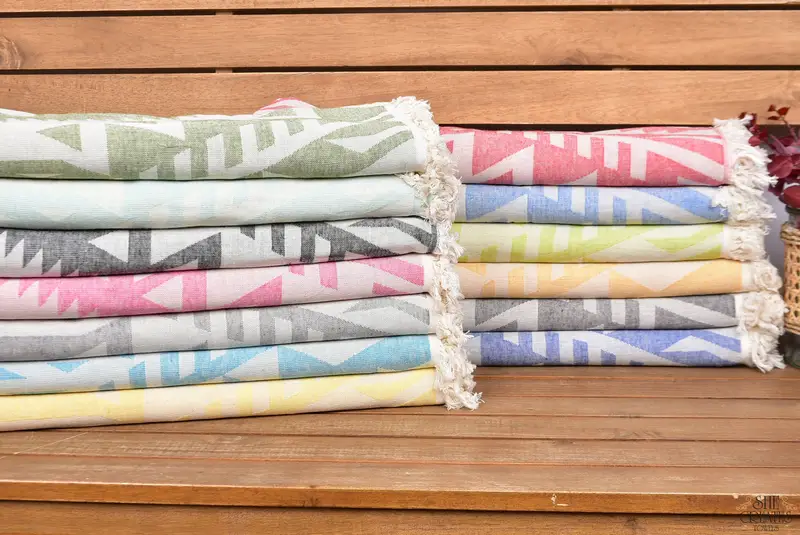 Large Turkish Towel, Best Friend Gift, Travel Towel, Gym Towel, Bathroom Towel, 76x40 Cotton Geometric Towel, Best Beach Towel, Summer Gift Ideas - 1