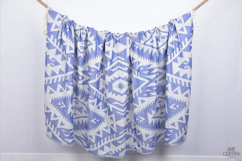 Large Turkish Towel, Best Friend Gift, Travel Towel, Gym Towel, Bathroom Towel, 76x40 Cotton Geometric Towel, Best Beach Towel, Summer Gift Ideas - 8