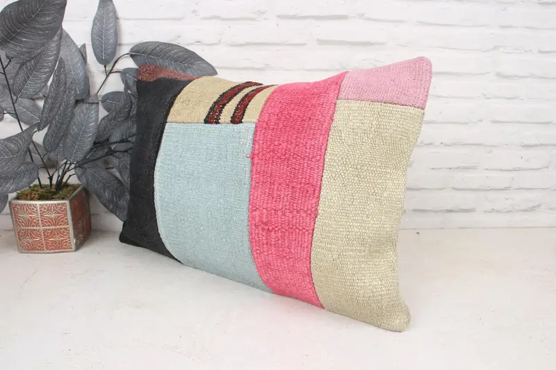 Vintage Kilim Pillow, Turkish Pillow, Pillow Case, 16x24 Beige Cushion, Antique Pillows, Wool Kilim Pillow Cushion, Wool Kilim Pillow Pillow Case - 4