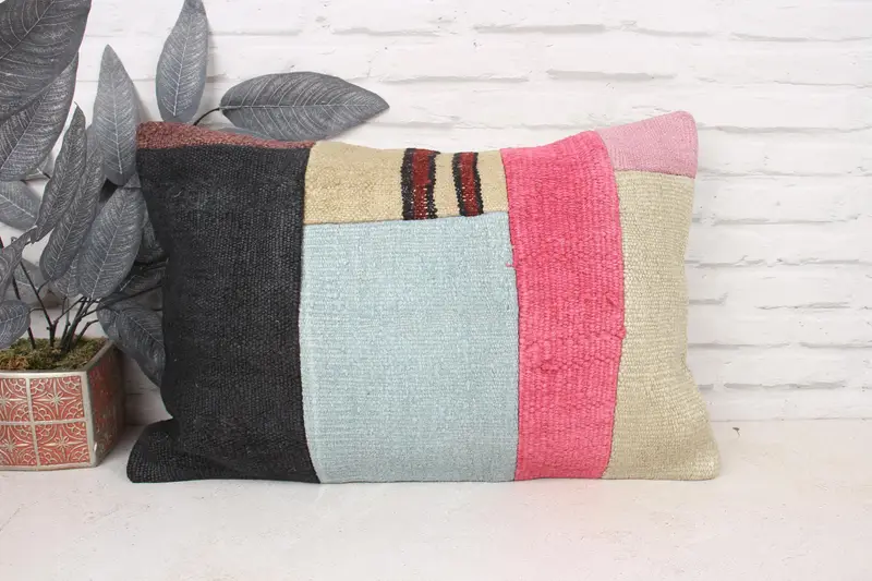 Vintage Kilim Pillow, Turkish Pillow, Pillow Case, 16x24 Beige Cushion, Antique Pillows, Wool Kilim Pillow Cushion, Wool Kilim Pillow Pillow Case - 1