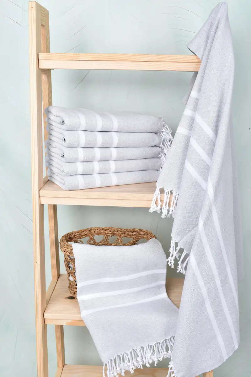 Gift For Him, Bridal Shower Gift, Custom Wedding Gifts, Handwoven organic Turkish towel for spa, Gift For Boyfriend, 70x40 Cotton Striped Towel - 3