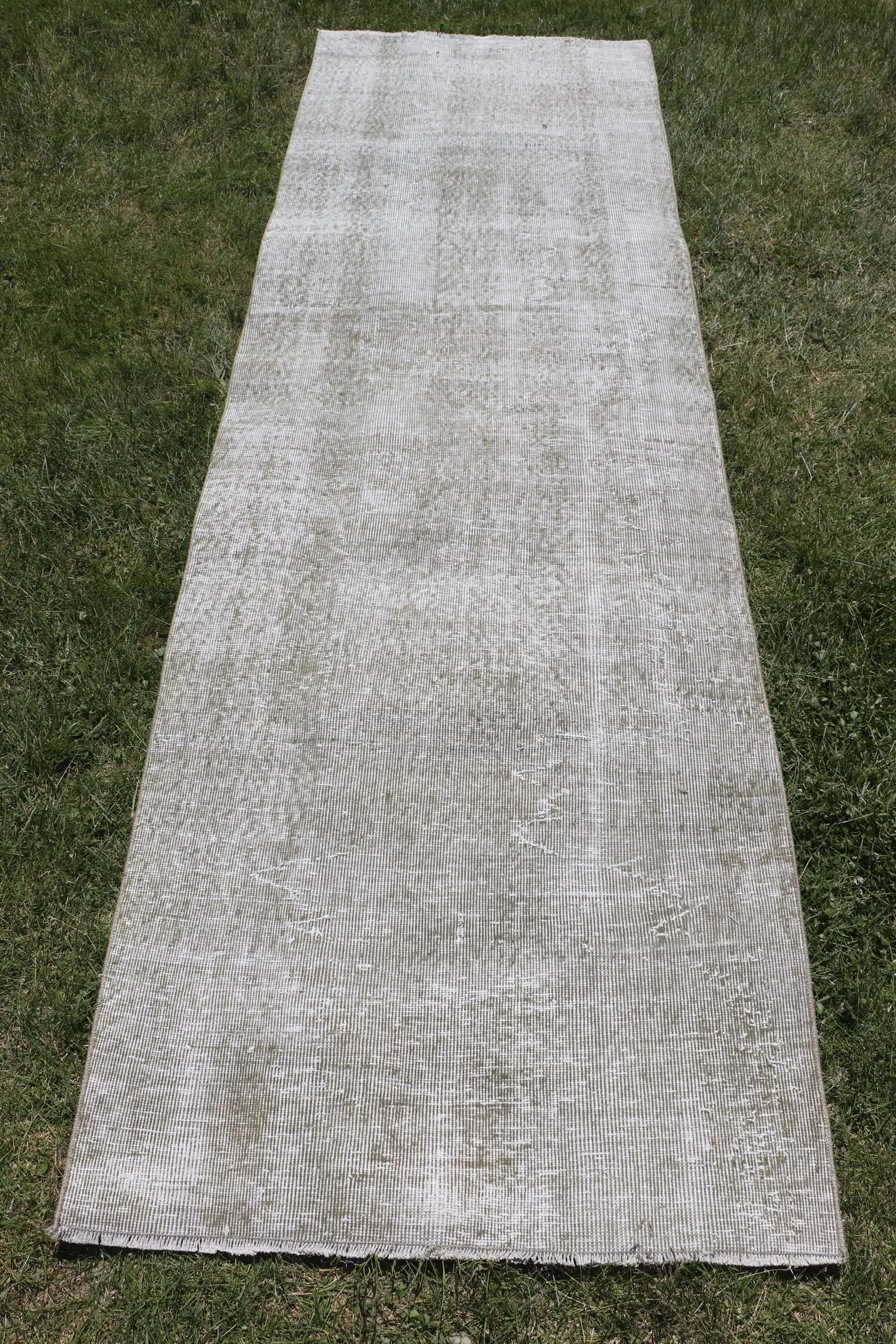 Vintage 3x9.4 ft Rug, Turkish Rug, Gray Camouflage Wool Rug - 1
