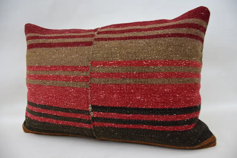 Pillow for Sofa, Kilim Pillow Cover, Handmade Kilim Cushion, Cushion Cover, Bolster Throw Cushion, 16x24 Red Cushion Case, Bohemian Cushion Cushion - 3