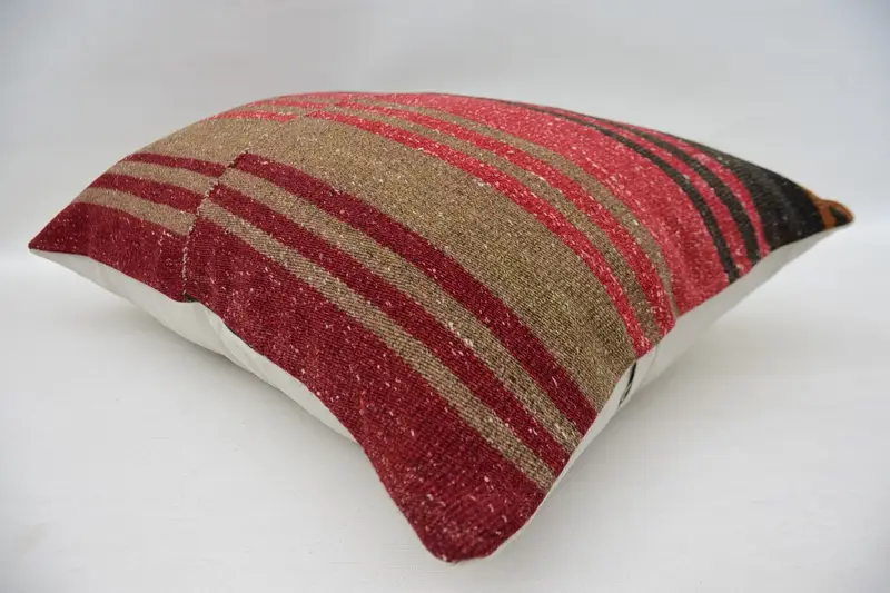 Pillow for Sofa, Kilim Pillow Cover, Handmade Kilim Cushion, Cushion Cover, Bolster Throw Cushion, 16x24 Red Cushion Case, Bohemian Cushion Cushion - 6