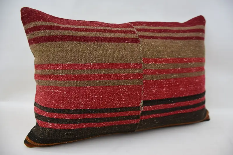 Pillow for Sofa, Kilim Pillow Cover, Handmade Kilim Cushion, Cushion Cover, Bolster Throw Cushion, 16x24 Red Cushion Case, Bohemian Cushion Cushion - 2