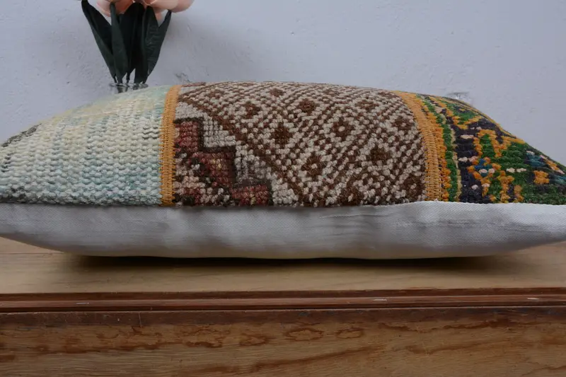 Bench Cushion Cover, Vintage Kilim Throw Pillow, Pillow, 12x20 Beige Cushion, Southwestern Pillow Cover, Boho Pillow, Turkish Kilim Pillow - 5