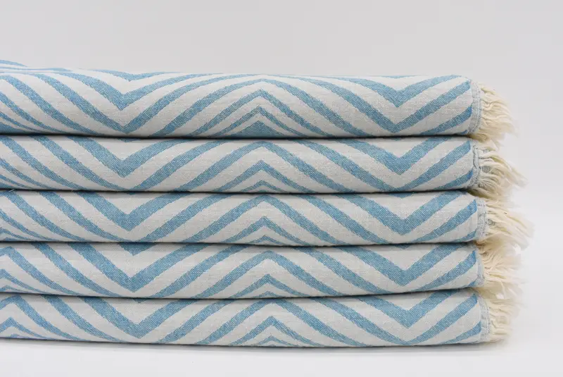 Best Friend Gift, Custom Wedding Gift, Custom Beach Towels, 70x40 Cotton Zigzag Design Towel, Valentines Day Gift, Large Turkish Towel - 1
