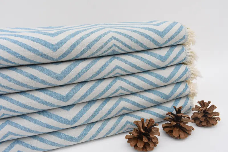 Best Friend Gift, Custom Wedding Gift, Custom Beach Towels, 70x40 Cotton Zigzag Design Towel, Valentines Day Gift, Large Turkish Towel - 2
