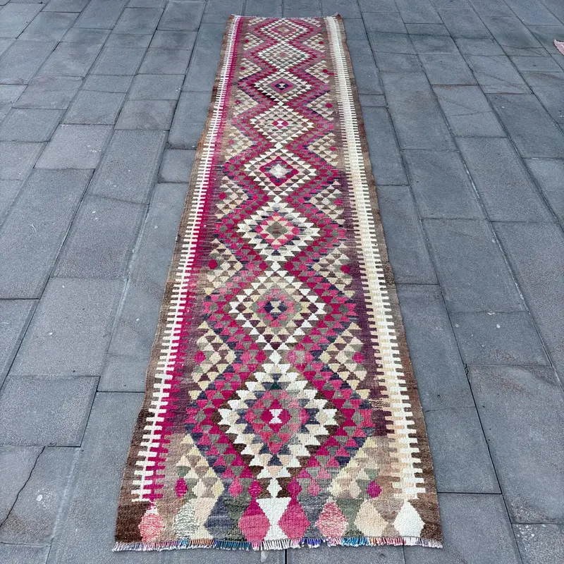 Rainbow Oriental Rug, 2.9x12.7 ft Vibrant Decor