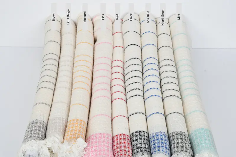 Personalized Waffle Hand Towel Cotton Organic/Recycled, Beige, 20x40 Inches