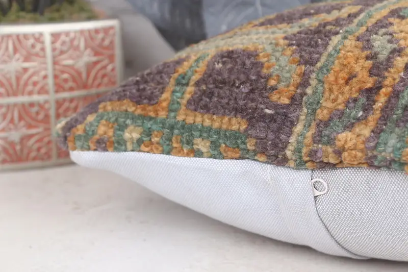 Couch Pillow Cover, Cushion Cover, Turkish Pillow, Farmhouse Pillow, 12x12 Orange Cushion Case, Kilim Cushion Sham, Home Decor Pillow - 6