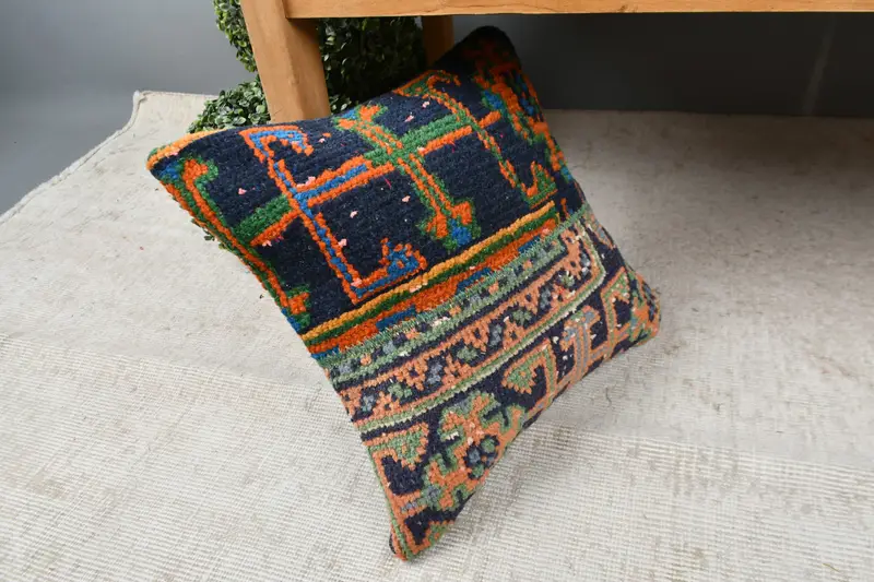 16x16 Blue Cushion, Chair Cushion Cover, Throw Kilim Pillow, Turkish Kilim Pillow, Turkish Corner Cushion Case, Vintage Pillow, Cushion - 7