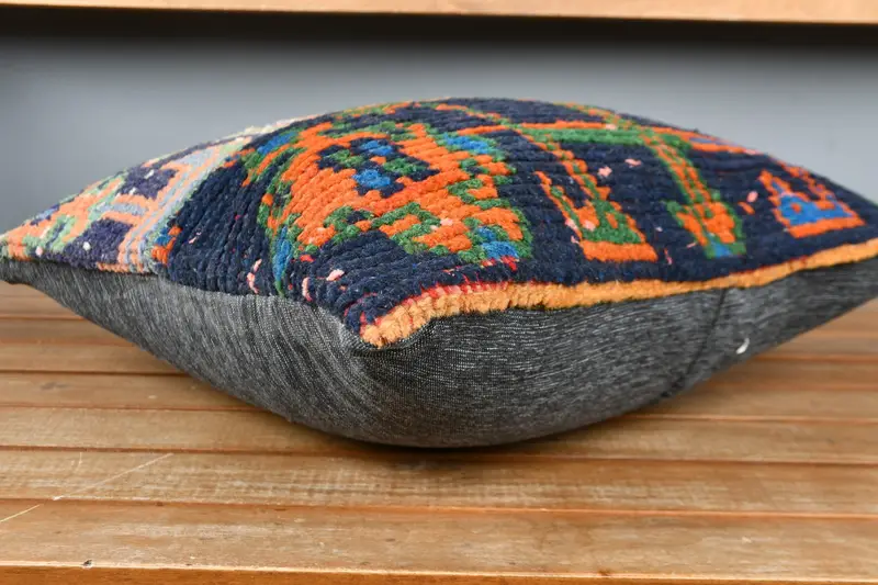 16x16 Blue Cushion, Chair Cushion Cover, Throw Kilim Pillow, Turkish Kilim Pillow, Turkish Corner Cushion Case, Vintage Pillow, Cushion - 3