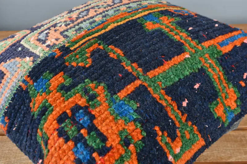 16x16 Blue Cushion, Chair Cushion Cover, Throw Kilim Pillow, Turkish Kilim Pillow, Turkish Corner Cushion Case, Vintage Pillow, Cushion - 4